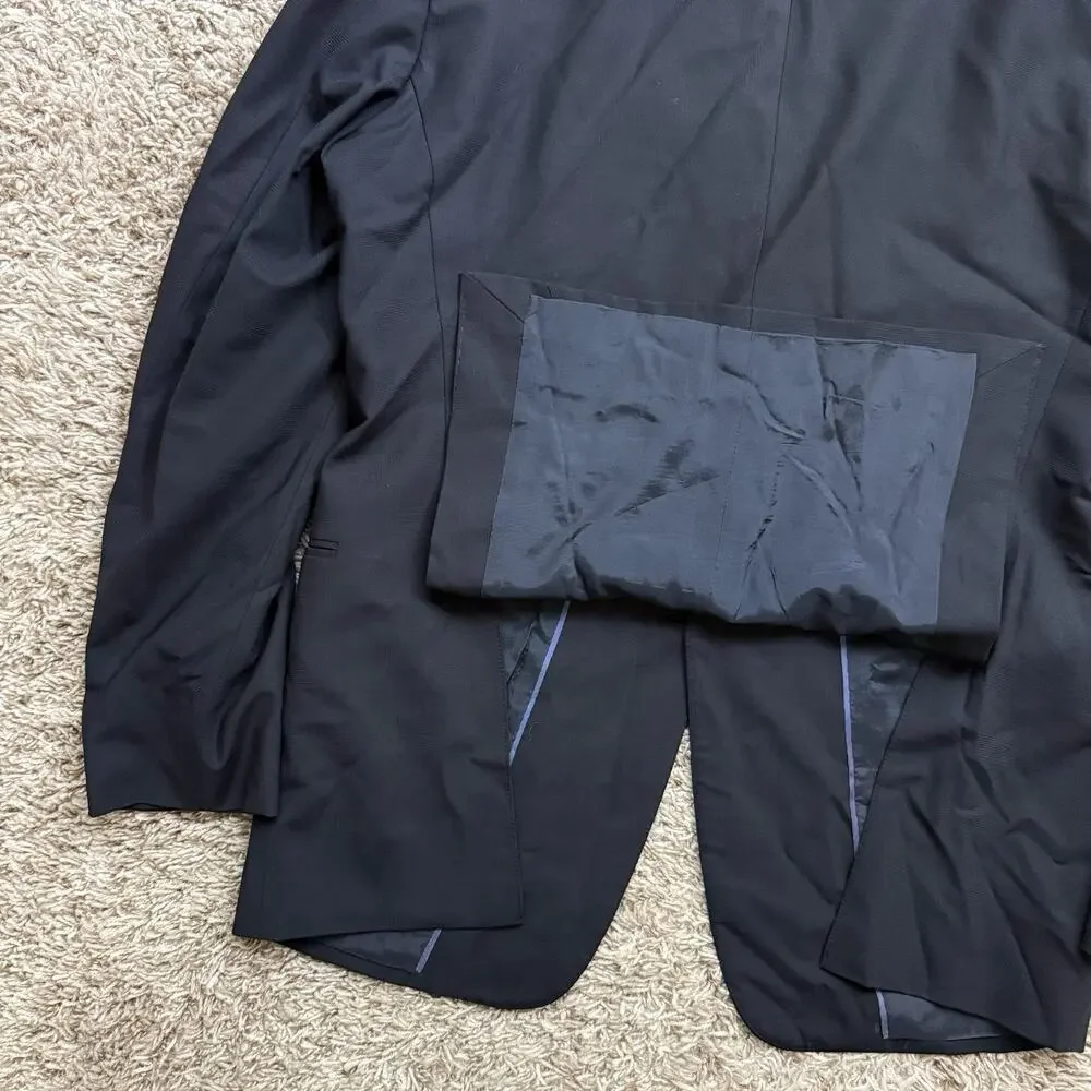 Vintage Armani Collezioni Giorgio Black Wool Suit Jacket Blazer Coat Size 40R